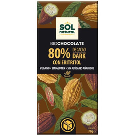 Solnatural Tablet Chocolate 80% Com Eritritol Bio 70 G