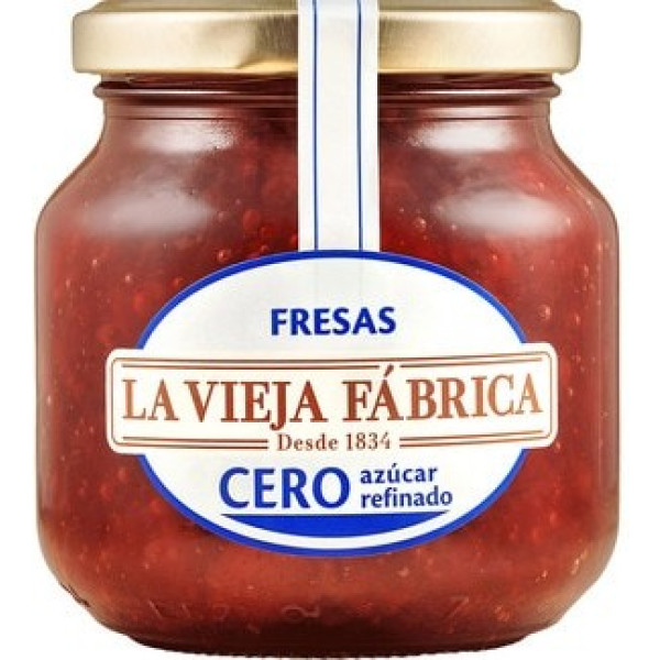 La Vieja Fabrica Aardbeienjam Zero Geraffineerde Suiker 280 Gr