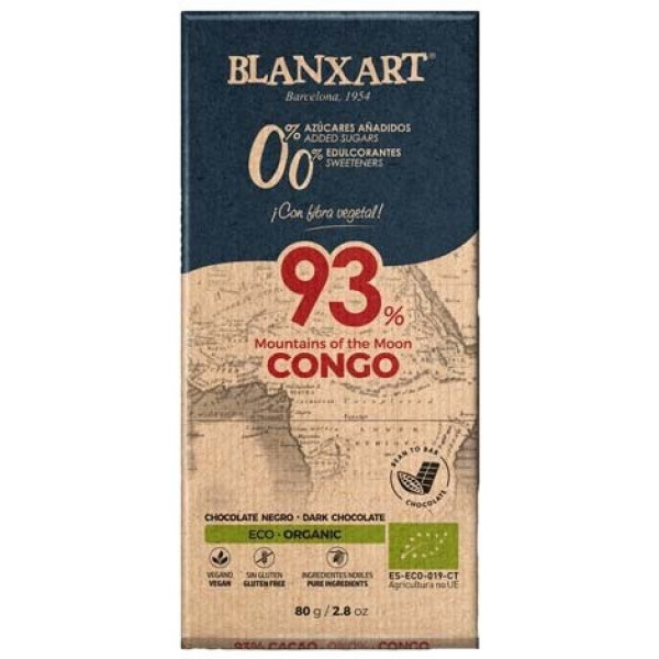 Blanxart Chocolate Congo 93% Sin Azucar Sin Edulcorante 75 Gr Eco