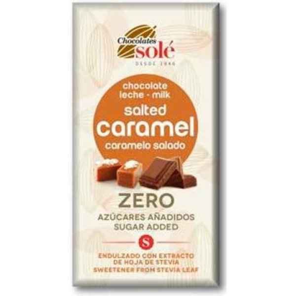 Solé Chocolates Chocolat Au Lait Caramel Salé et Stevia 100 Gr