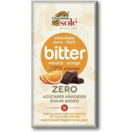 Solé Chocolates Chocolat Noir 72% à l'Orange et Stevia 100 Gr Sans Sucre