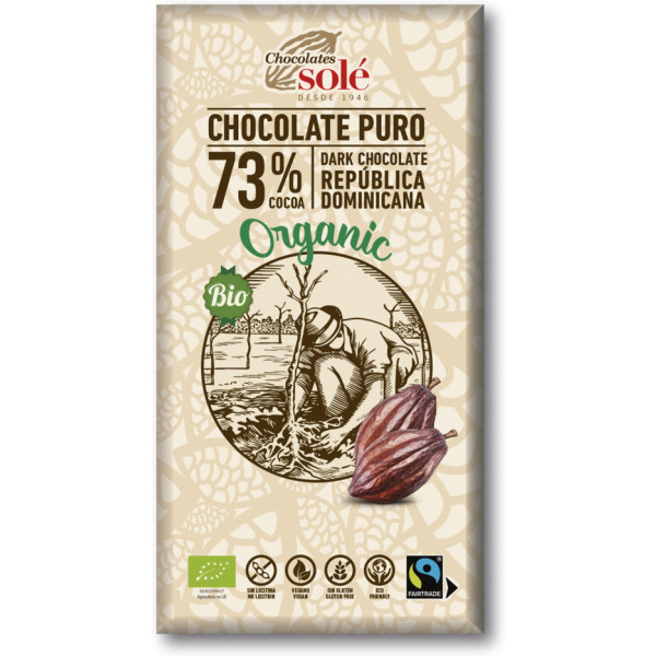 Chocolates Solé Chocolate Negro 73% 100 Gr Eco Sin Gluten