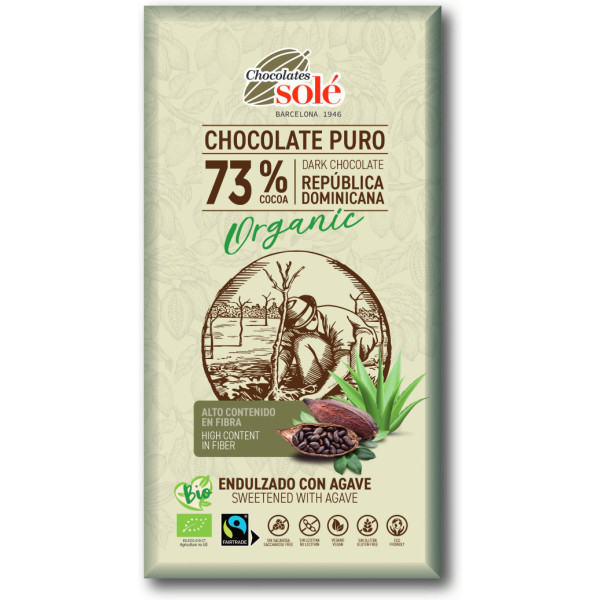 Solé Chocolates Chocolat Noir 73% À L'Agave 100 Gr Eco Sans Gluten