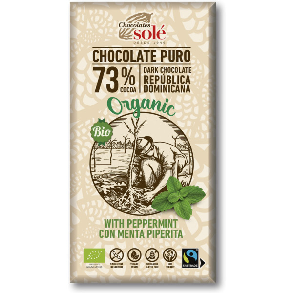 Solé Chocolates Chocolat Noir 73% À La Menthe 100 Gr Eco Sans Gluten