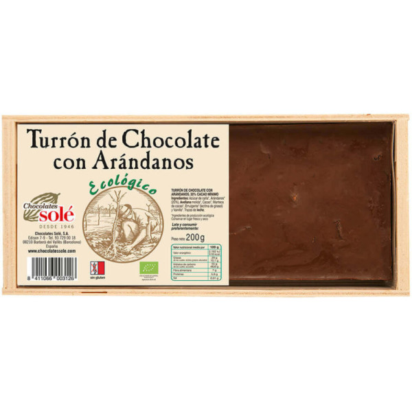 Solé Chocolates Nougat Chocolate Com Mirtilos Orgânicos 200 Gr