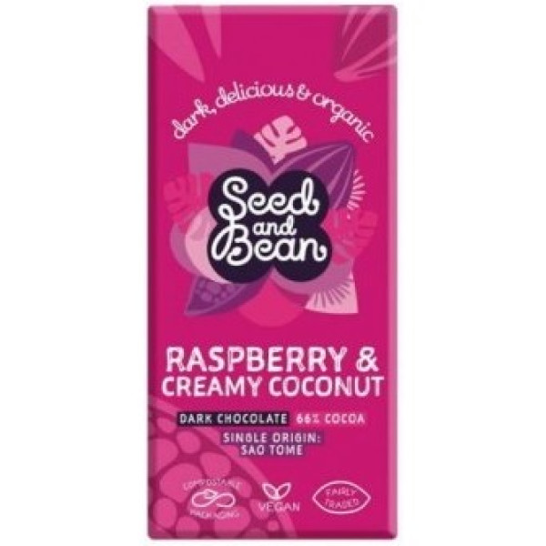 Ecocentro Seed&bean Chocolat Noir 66% Avec Noix De Coco Et Framboise 75 Gr Bio Vegan