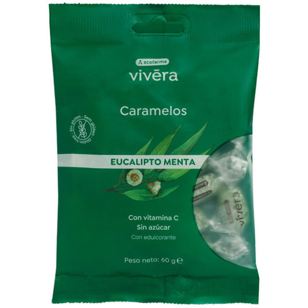 Saco de doces de eucalipto sem açúcar Acofar Vivera 60 gr
