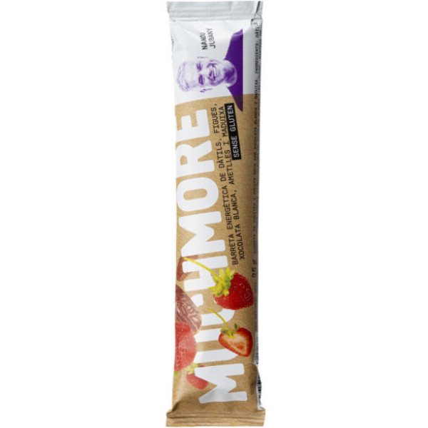 Muchmore Dates Figas Energieriegel mit weißer Schokolade, Mandeln und Erdbeeren, 35 g