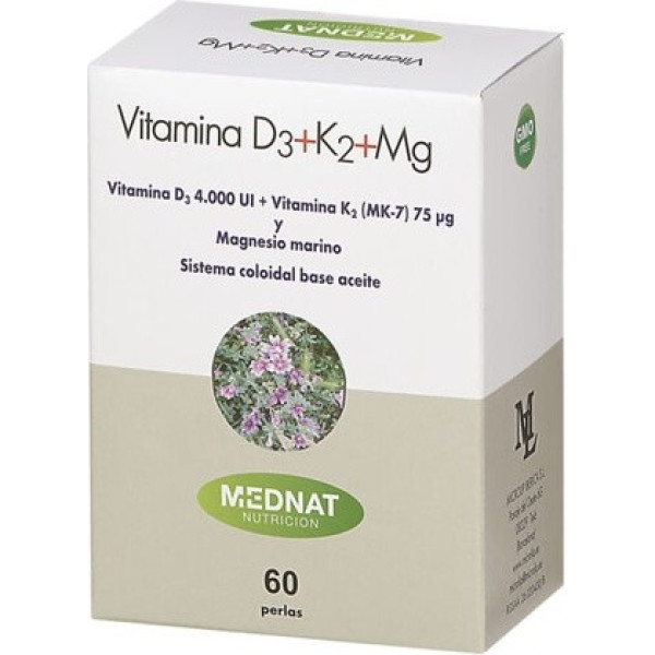 Mednat Vitamina D3+k2+mg 60 Perlas
