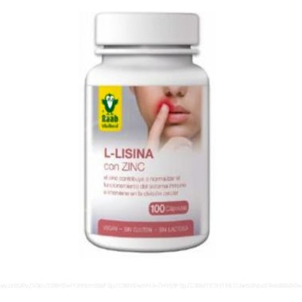 Raab Vitalfood L-Lisina Com Zinco 100 Cápsulas Sem Glúten Vegano