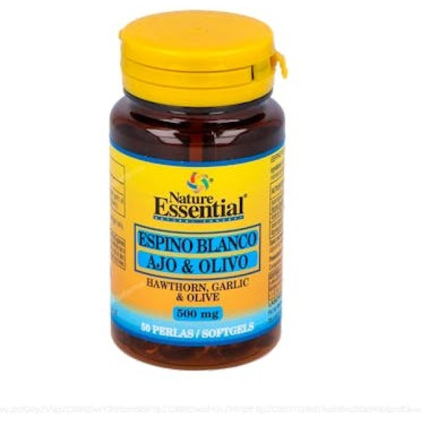 Nature Essential Weißdorn + Knoblauch + Olive 500 mg 50 Perlen