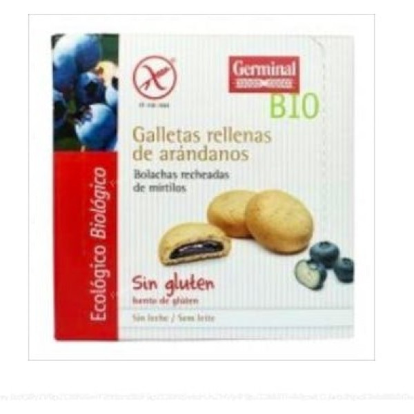Biscoitos germinais sem glúten recheados com creme de mirtilo