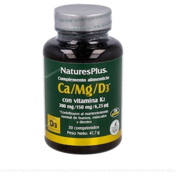 Natures Plus Cálcio Magnésio D3 Com Vitamina K2 30 Comp