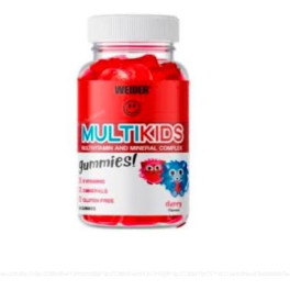 Weider Multikids Up Cherry 50 Gummibärchen - Vitaminkomplex für Kinder. 100 % pflanzliches und glutenfreies Produkt