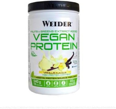 Weider Vegan Protein (540G) Gusto Vaniglia. Proteine Vegane 23G/Dose Isolate Di Piselli E Riso, Con Vitamina B12 E Stevia, Senza Glutine, Senza Zucchero, Contenitore 50% Riciclato, 100% Riciclabile
