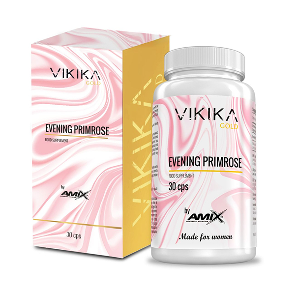 Vikika Gold by Amix - Evening Primrose 30 Capsules - Evening Primrose Oil Supplement with Vitamin E - Rich in Omega 3