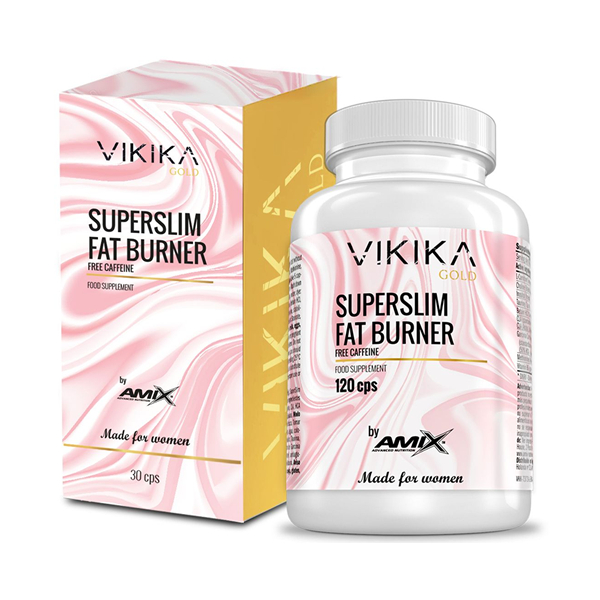 Vikika Gold da Amix Superslim Fat Burner Lipotropic Caffeine Free 120 cápsulas de queima de gordura