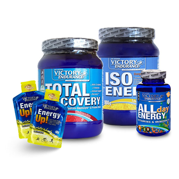 Pack Victory Endurance Total Recovery 750 gr + Iso Energy 900 gr + All Day Energy 90 caps + Energy Up! 2 géis x 40 gr