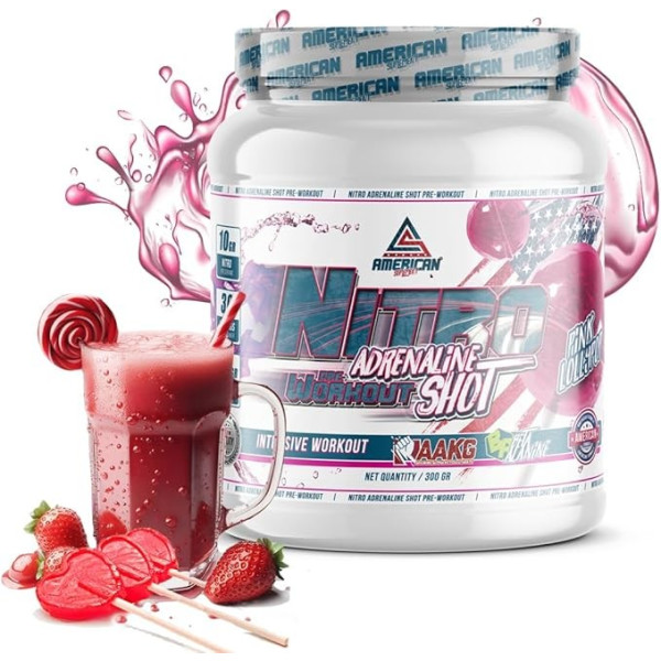 American Suplement Nitro Adrenaline Shot Pre-work Out 300 Gr - Aporte Extra de Energía + Mejora el Rendimiento