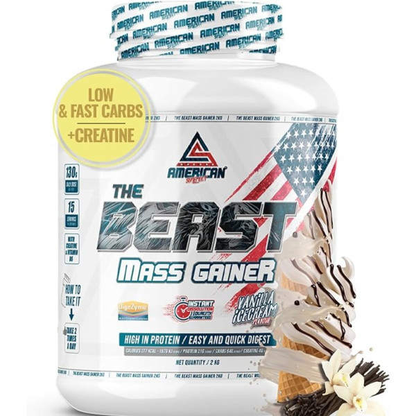 American Suplement The Beast Mass Gainer 2 Kg - Alto Contenido en Carbohidratos y Proteínas