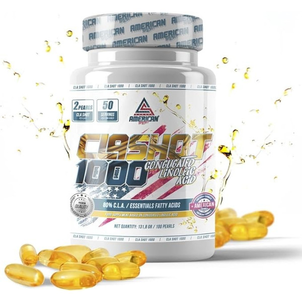 American Suplement CLA Shot 1000 Mg 100 perlas - Ácido Linoleico Conjugado / Ayuda a la Pérdida de Peso