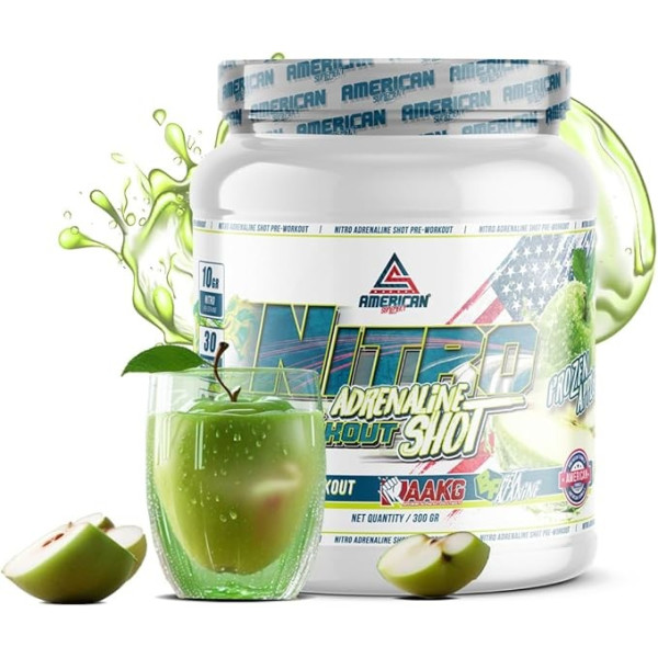 American Suplement Nitro Adrenaline Shot Pre-work Out 300 Gr - Aporte Extra de Energía + Mejora el Rendimiento