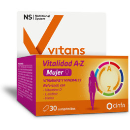 Système Nutritionnel Vitans Vitalité A-z Femme 30 Comp