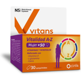 Sistema Nutricional Vitans Vitality A-z Mulher 50+ 30 Comp