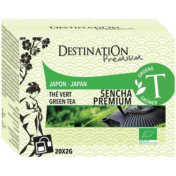 Destination Thé Vert Sencha Japon Enveloppes Bio 20 X 2 Gr