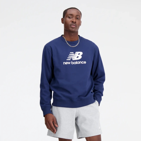 New Balance Sudadera Essentials Stacked Logo Mt31538 - Azul Marino