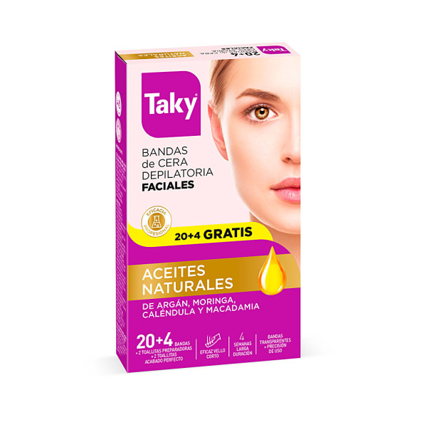 Bandas de cera facial depilatória Taky Natural Oils 24 unidades feminina