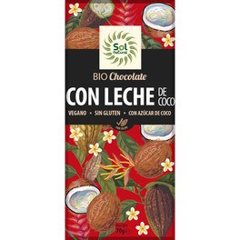 Solnatural Tablette de Chocolat au Lait de Coco Bio 70 G