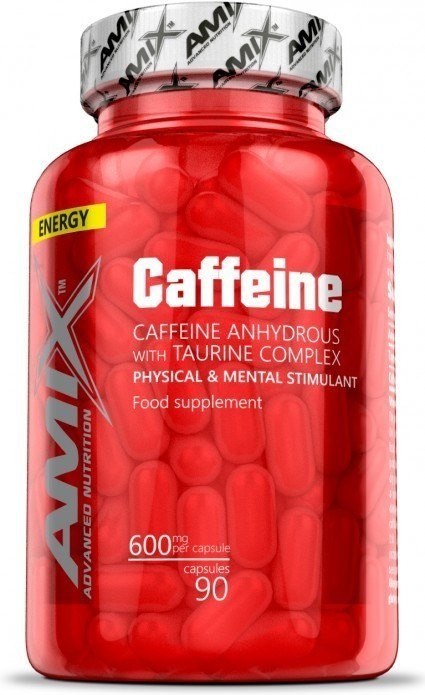 Amix Caffeine 200 Milligrammi + Taurina 90 Capsule - Migliora La Resistenza - Integratore Alimentare Con Caffeina