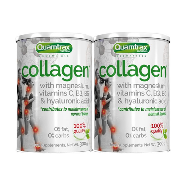 Confezione Quamtrax Essentials Collagene con Magnesio e Acido Ialuronico 2 vasetti x 300 gr
