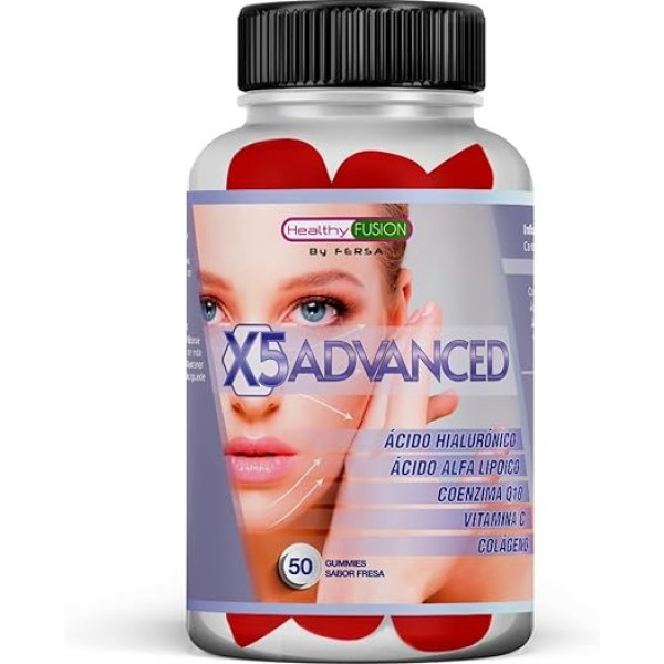 Healthy Fusion X5 Advanced ácido Hialurónico Con Colágeno Coenzima Q 10 Vitamina C Formato Gominolas 50 Unidades Sabor Fresa
