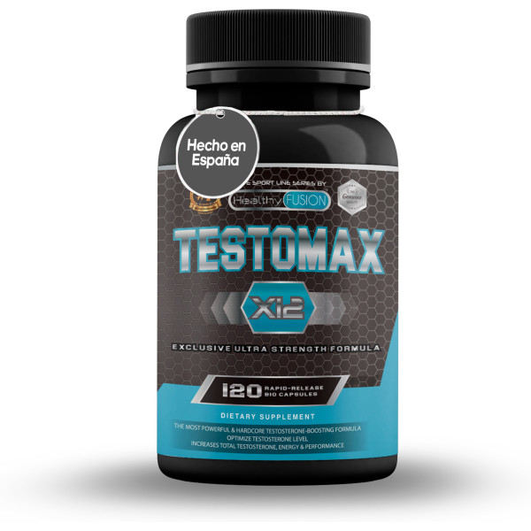 Healthy Fusion Testomax 120 cápsulas - Booster de Testosterona Vigorizante con Maca y Taurina