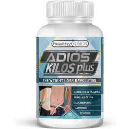 Healthy Fusion Adiós Kilos Plus 90 Caps - Adelgazánte, quemagrasas y redcutor del apetito con Garcinia Cambogia