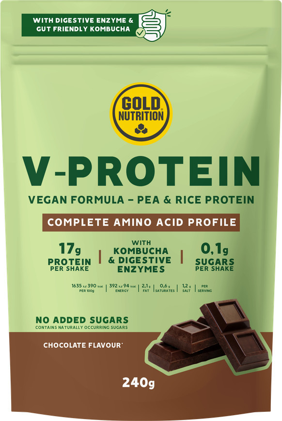 Gold Nutrition V-Protein - ProtÃ©Ine VÃ©GÃ©Talienne 240 Gr GoÃ»Ter Chocolat-image