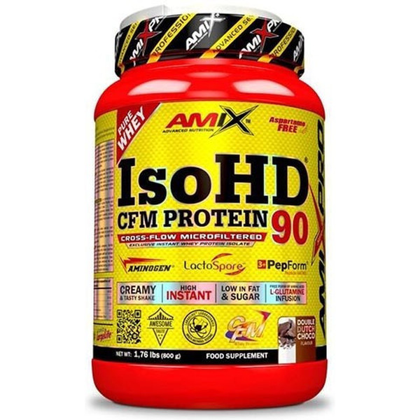 Amix Pro Iso HD CFM Protein 90 800 gr - Fórmula Whey Protein Isolate / Recuperação Muscular, Muito Baixo em Gordura e Açúcar