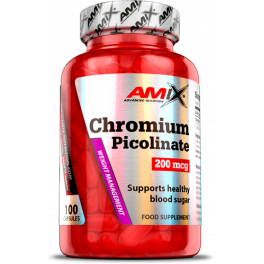 Amix Chromium Picolinate 100 Cápsulas - Suplemento Mineral de Cromo - Mantém a Massa Muscular / Ajuda a Regular o Nível de Açúcar