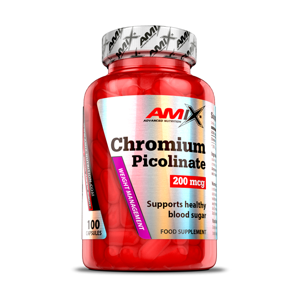 Amix Cromo Picolinato 100 Capsule - Integratore Minerale di Cromo - Mantiene la Massa Muscolare / Aiuta a Regolare il Livello di Zucchero