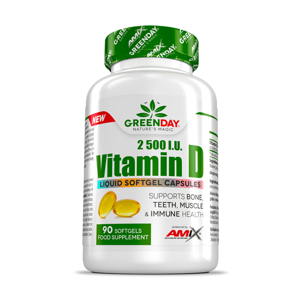 Amix GreenDay Vitamin D 2500 I.E. 90 Kapseln Vitamine Erhaltung von Knochen und Muskeln