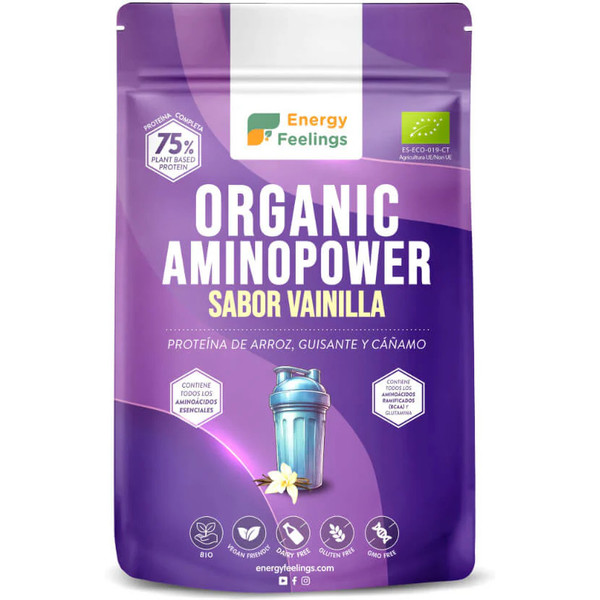 Energy Feelings Organic Aminopower 75% Vainilla 500 Gr Eco Vegan Sg
