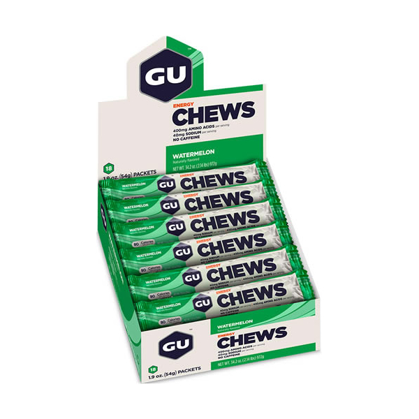 GU Energy Chews - Gominolas Chomps Sin Cafeina 18 bolsas x 8 unid
