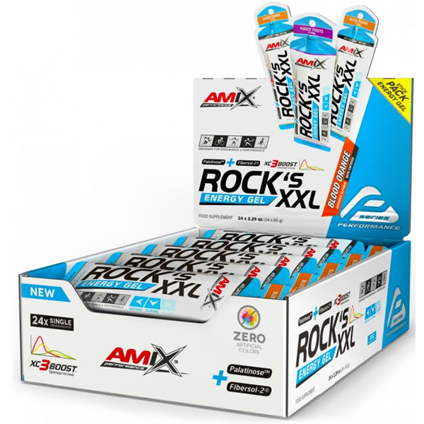 Amix Performance Energy Gel Rock's! XXL com Cafeína - 24 géis x 65 gr