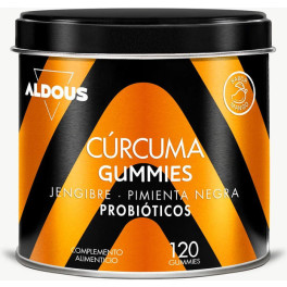 Aldous Bio Kurkuma met Gember en Zwarte Peper + Probiotica 2500 mg 120 Gummies