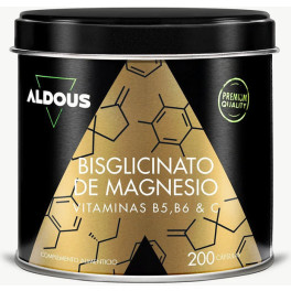 Aldous Bio Magnesium Bisglycinaat met vitamine C, B5 en B6, 200 caplets