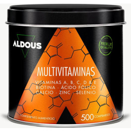 Aldous Bio Multivitaminen 500 Comp Vitamine C D E A B Vitaminen Biotine Foliumzuur Calcium Zink Selenium