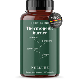 Nullure Termogénico Quemagrasas – Adelgazante Natural con Té Verde, Cúrcuma y Resveratrol 120 caps