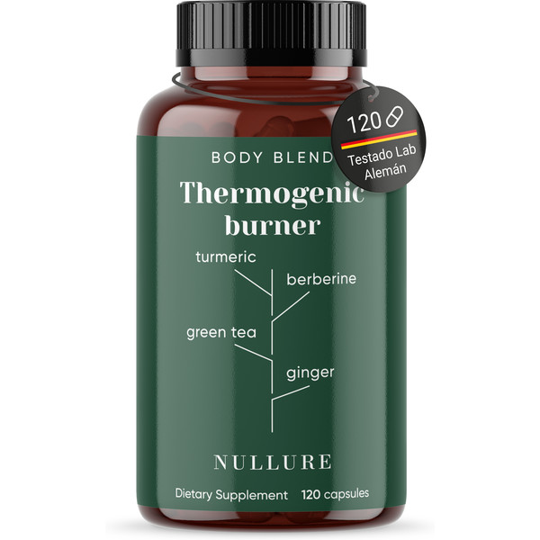 Nullure Termogénico Quemagrasas – Adelgazante Natural con Té Verde, Cúrcuma y Resveratrol 120 caps